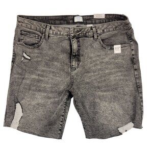 Time And Tru Womens Distressed Boyfriend Shorts Size 18 Black Denim 8.5" Inseam